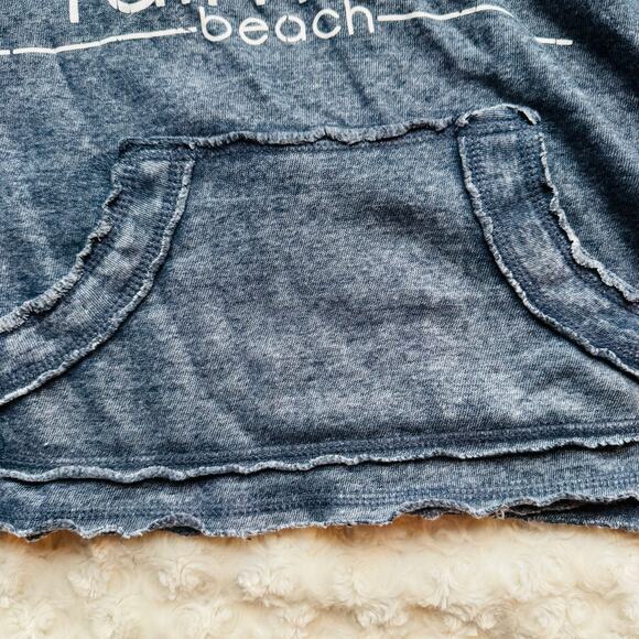 Ocean Drive Steel Grey Blue Burnout Pullover Fairfield Beach Hoodie w Wrap Cords - Picture 7 of 13